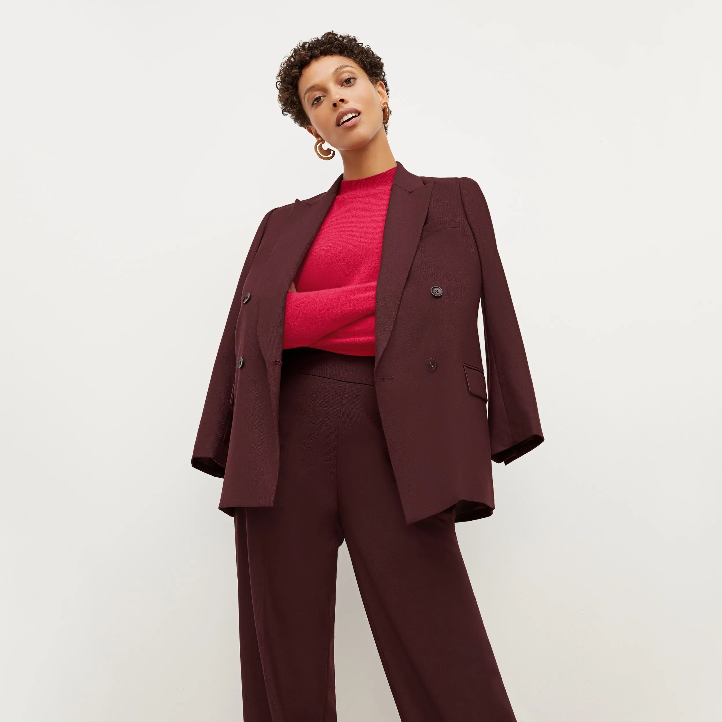 O'Hara Boyfriend Blazer - Sharkskin :: Garnet