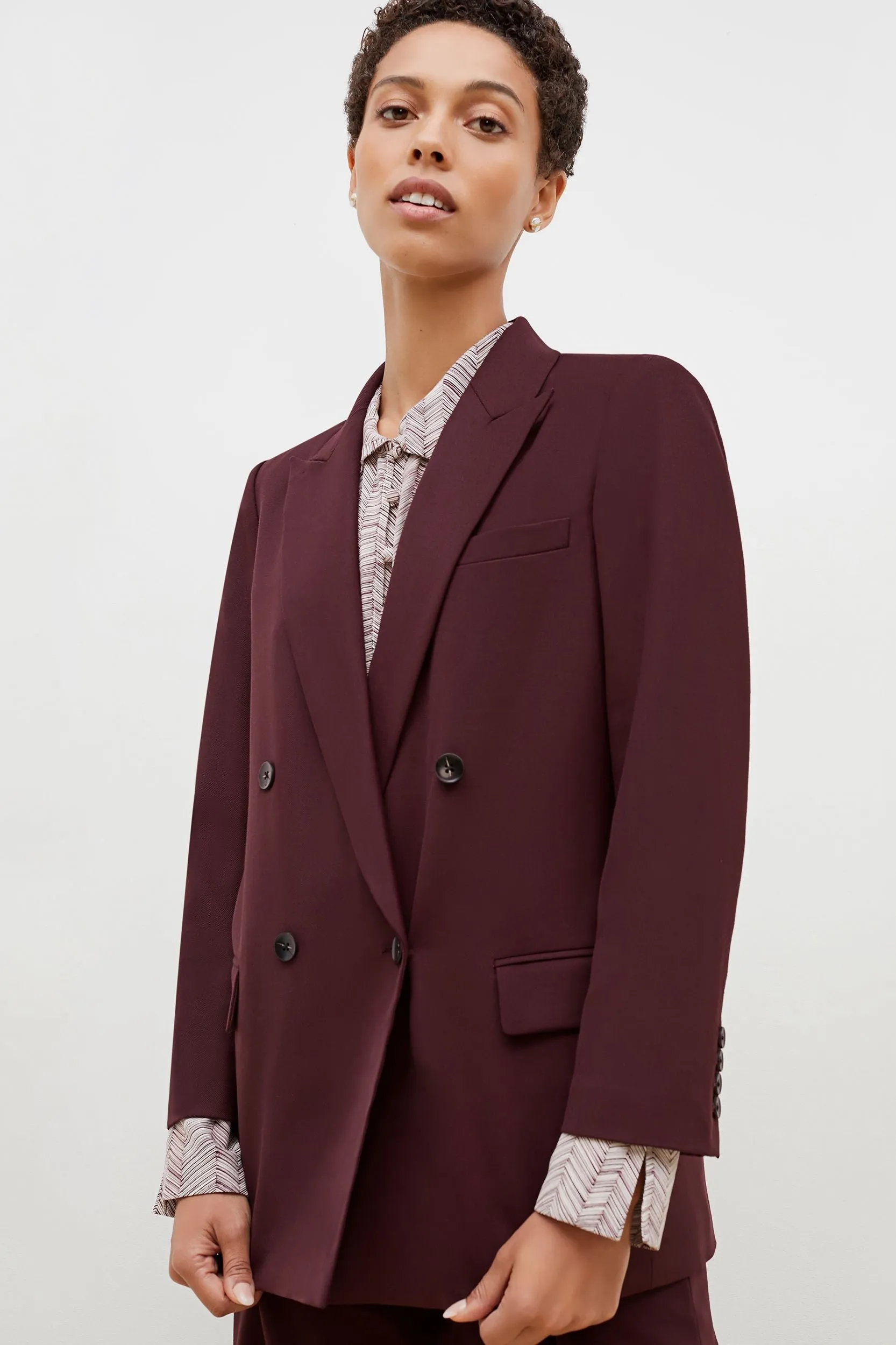 O'Hara Boyfriend Blazer - Sharkskin :: Garnet