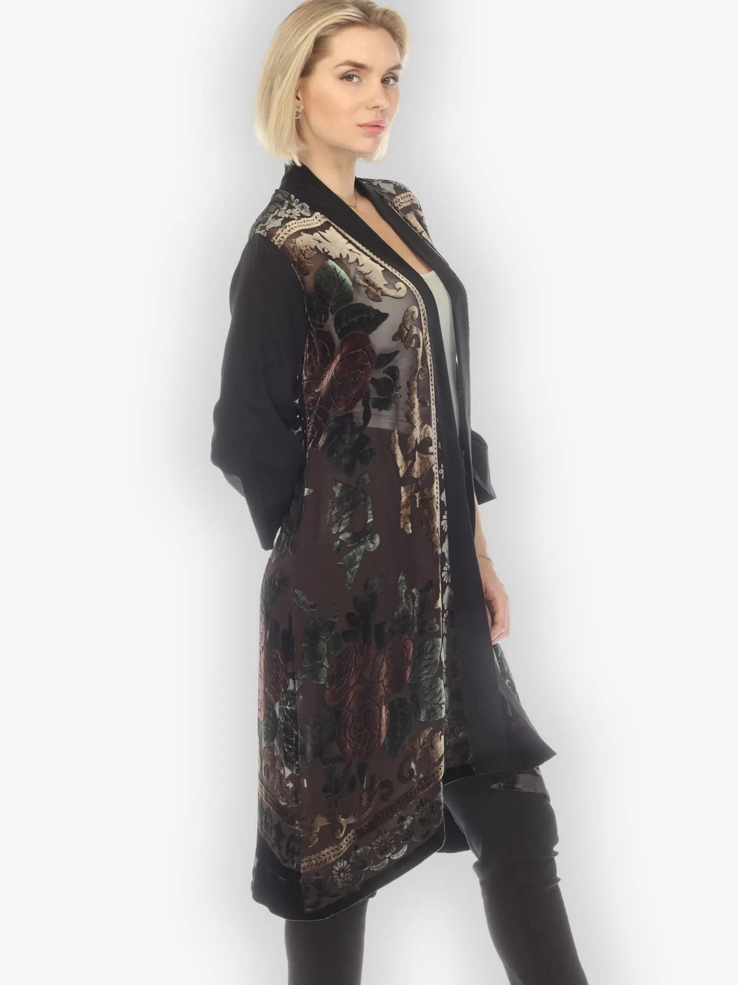 Open Front Velvet Kimono