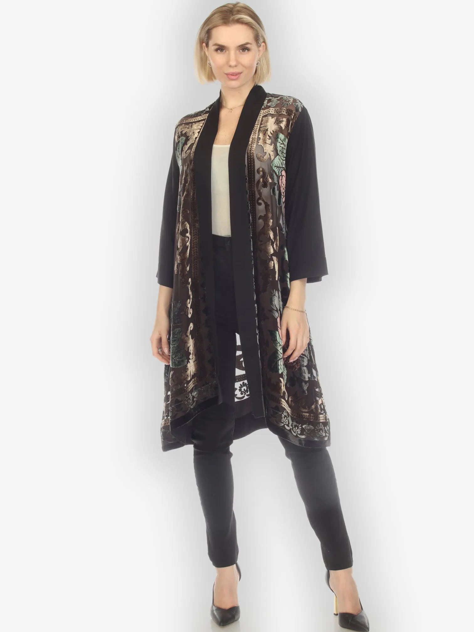 Open Front Velvet Kimono