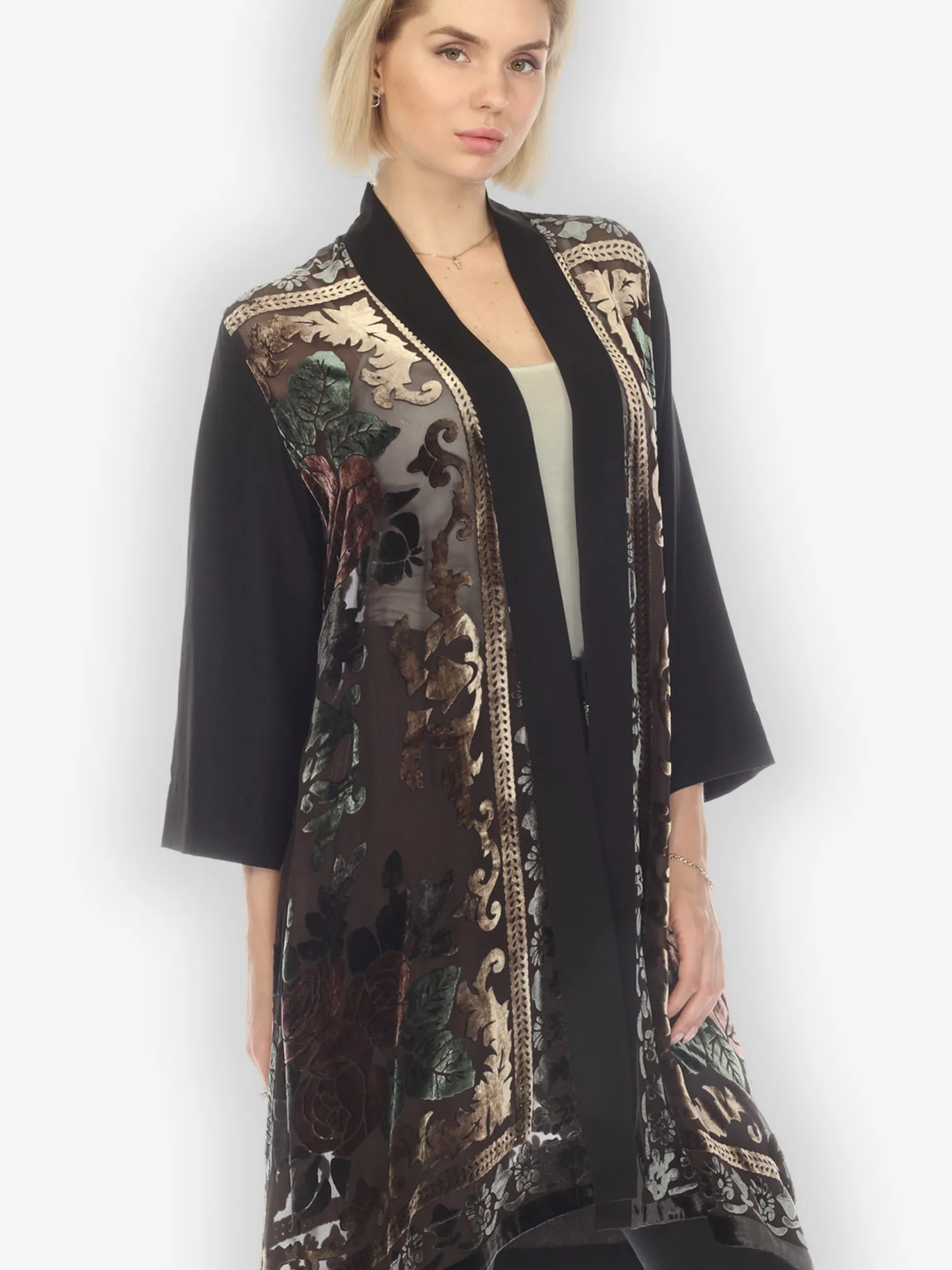 Open Front Velvet Kimono