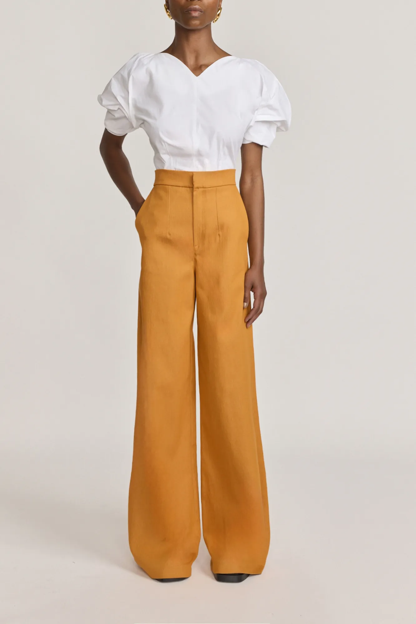 ORANGE Denim Wide-Leg High-Waisted Trousers