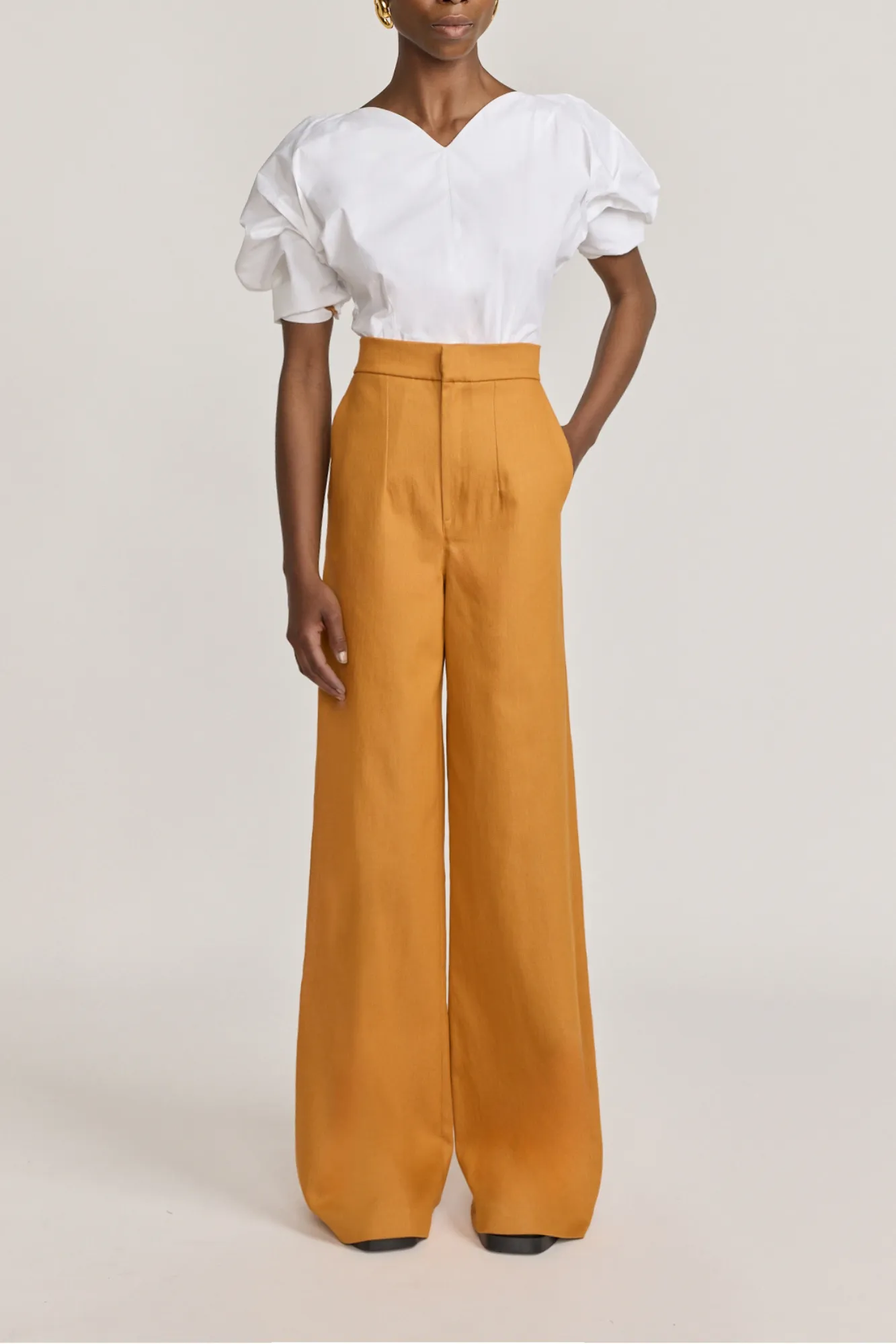 ORANGE Denim Wide-Leg High-Waisted Trousers