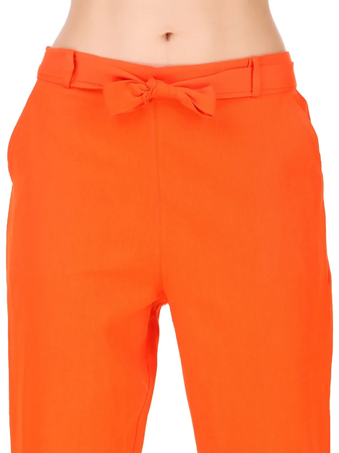 Orange High-Rise Regular Fit Pants