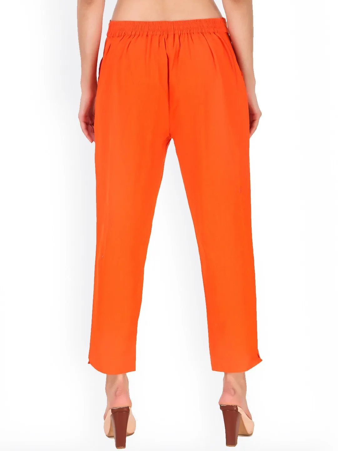 Orange High-Rise Regular Fit Pants