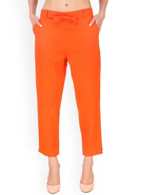 Orange High-Rise Regular Fit Pants