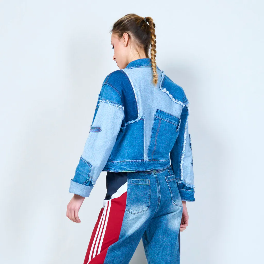 Patchwork denim chore jacket wholesale