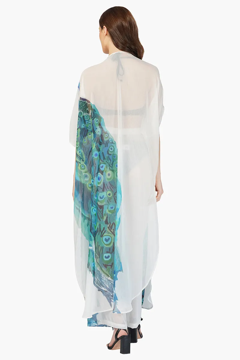 Peacock Chiffon Kimono Cover Up