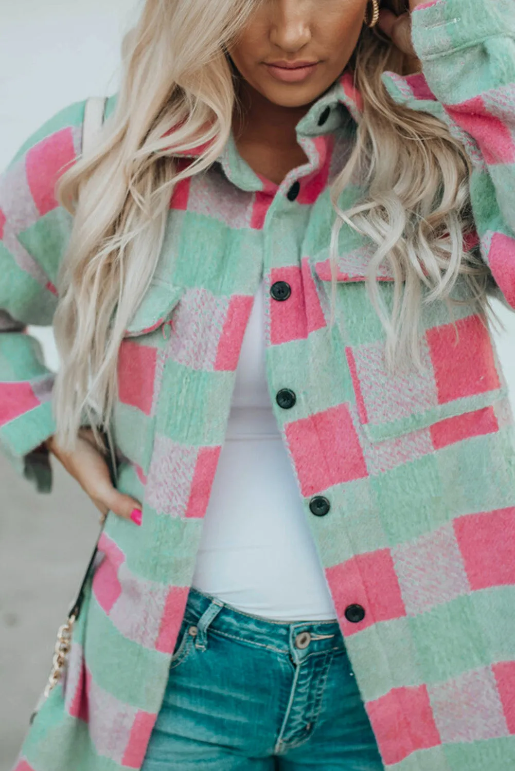 Plaid Pattern Oversized Shacket