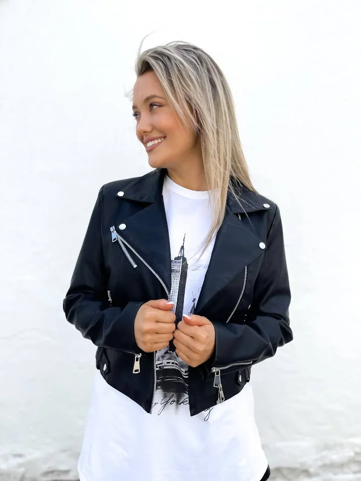 PLEATHER BIKER JACKET