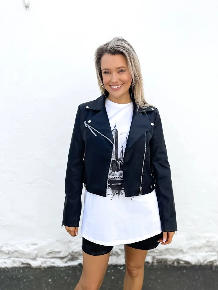 PLEATHER BIKER JACKET