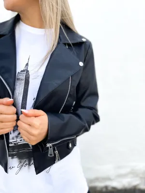 PLEATHER BIKER JACKET