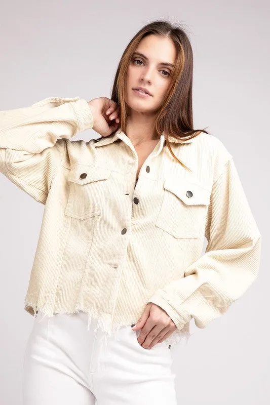 POL Oversized Ribbed Shacket