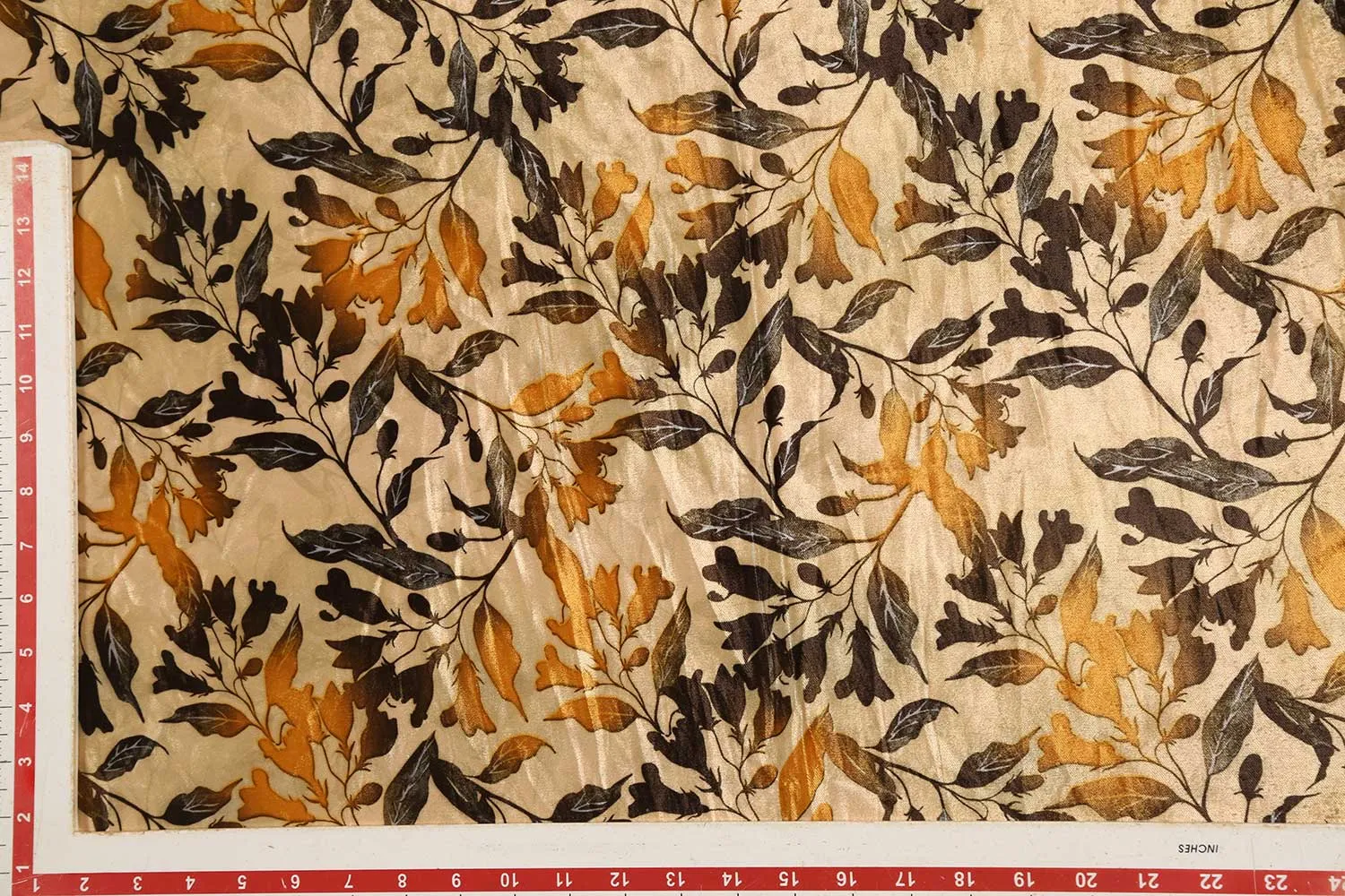 Precut of 1 Meter of Golden Printed Velvet Fabric