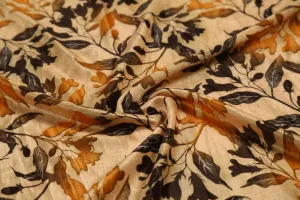 Precut of 1 Meter of Golden Printed Velvet Fabric