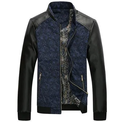 Premium Patchwork Leather Slim Fit Jacket