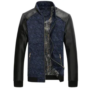 Premium Patchwork Leather Slim Fit Jacket