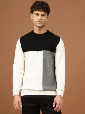 Richlook Men Black & Grey Sweater