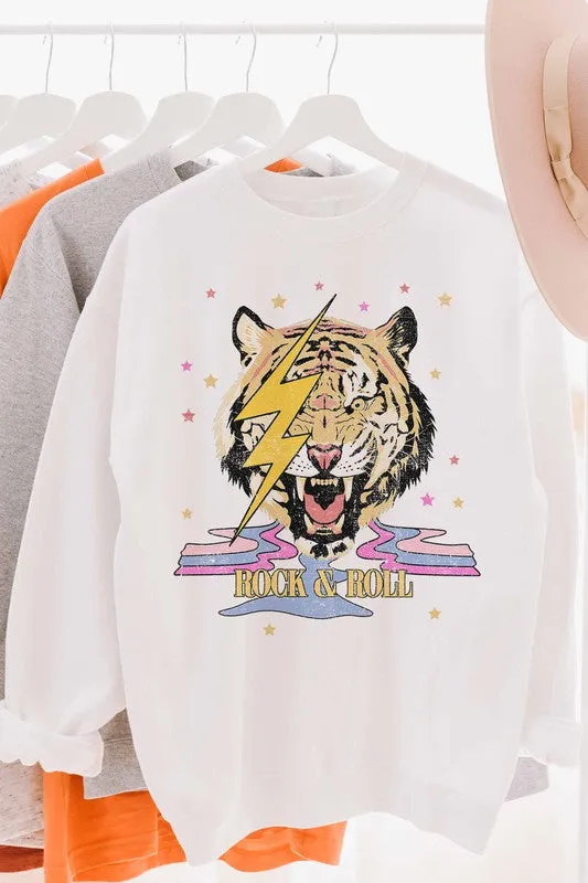 ROCK AND ROLL RETRO TIGER GRAPHIC SWEATSHIRT