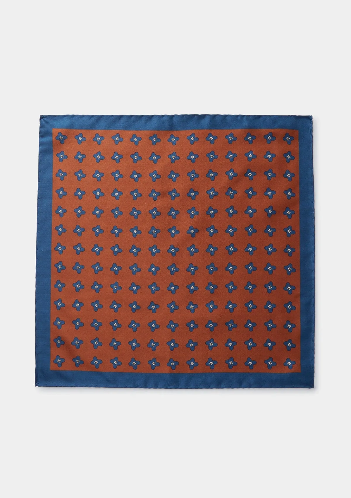 Rust Flower Silk Pocket Square