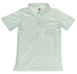 Saltwater Boys- Inshore Performance Stripe Polo- Mint (2-16)