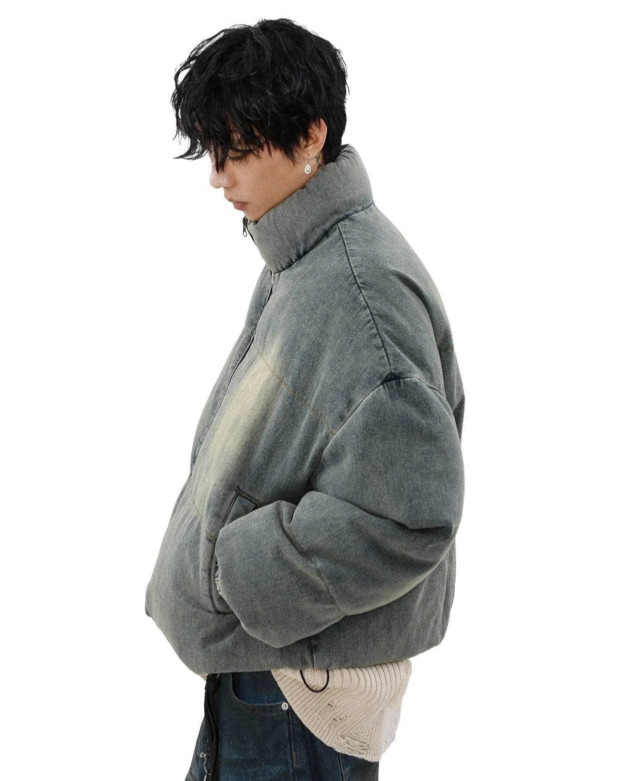 Sandlbast Denim Puffer Mid Crop Jacket