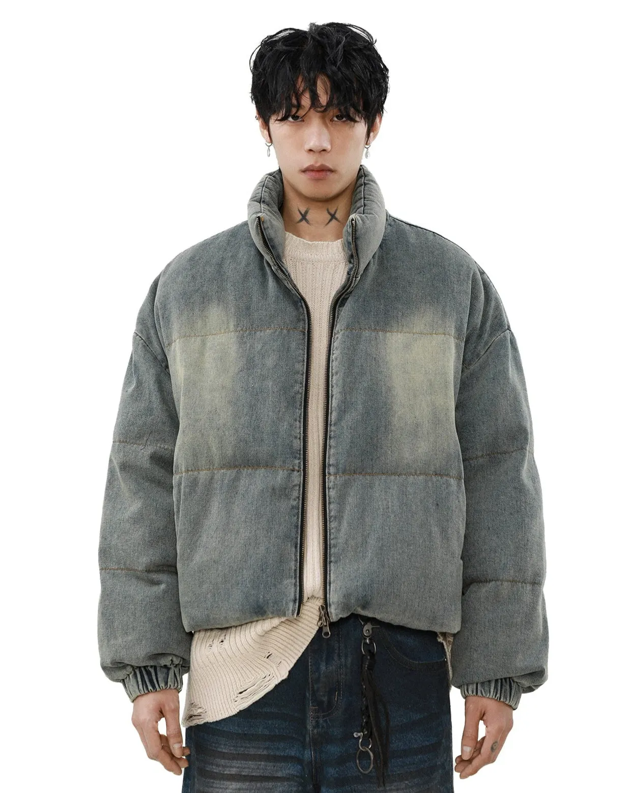 Sandlbast Denim Puffer Mid Crop Jacket