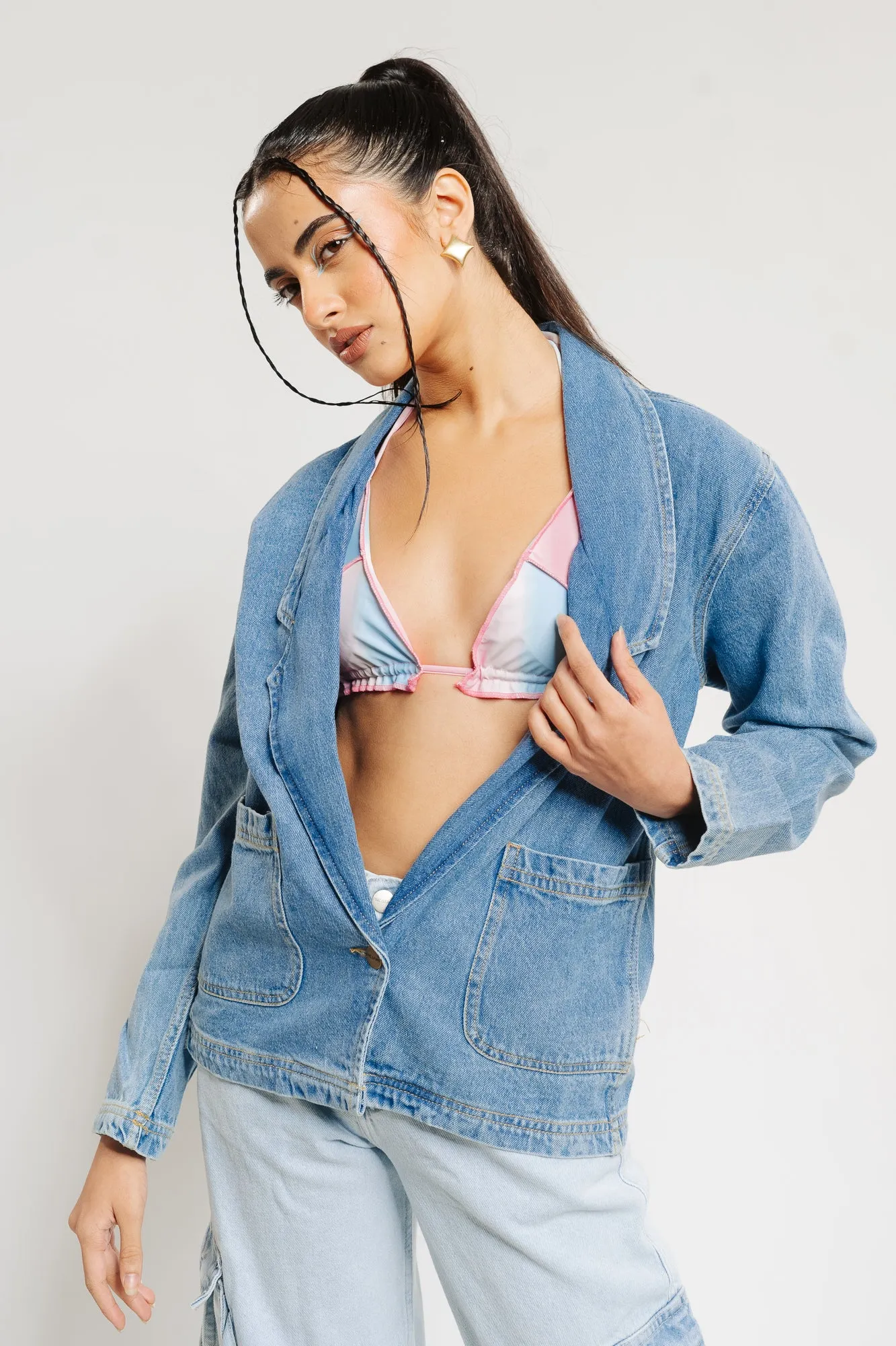 Single Breasted Denim Blazer