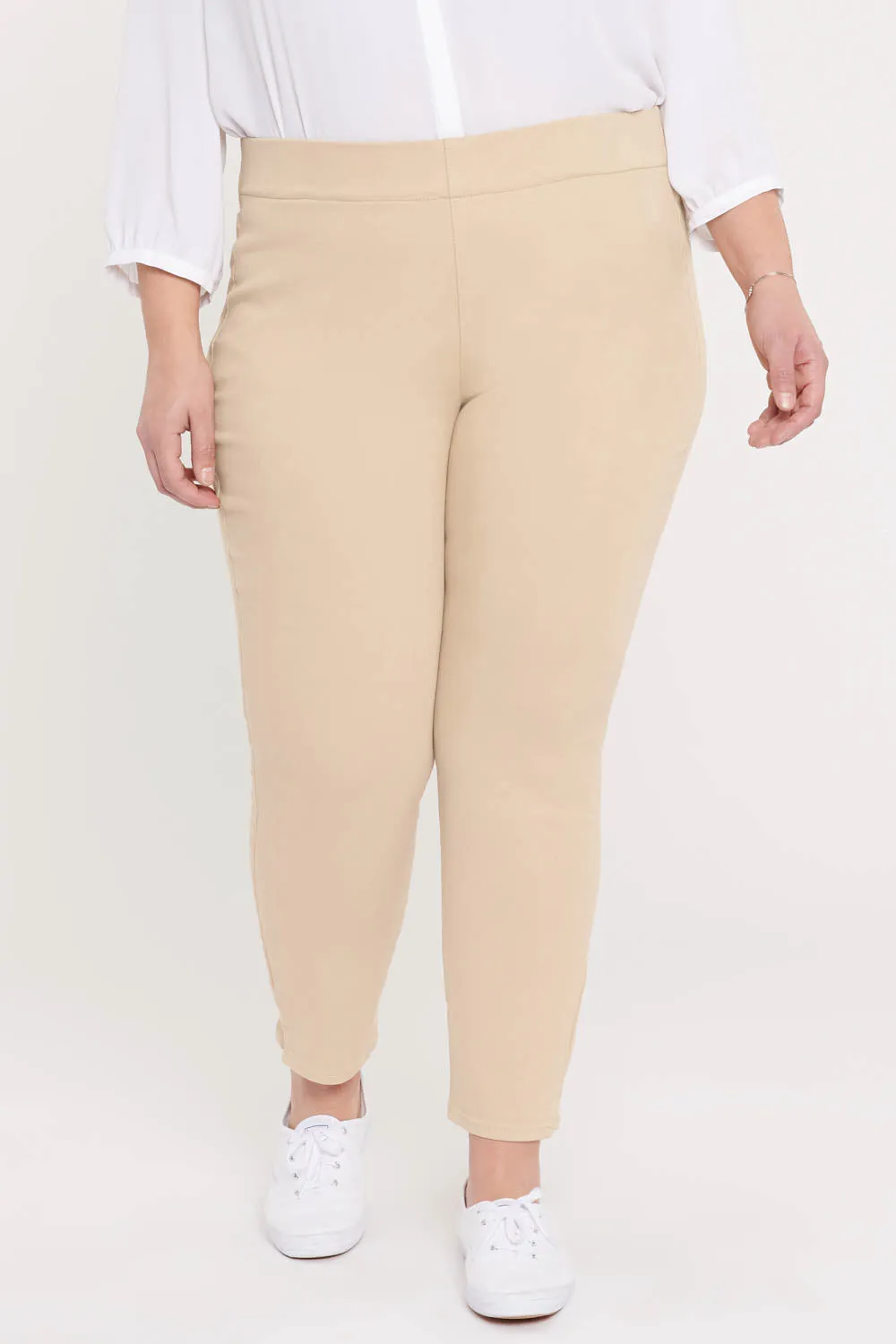 Skinny Ankle Pull-On Jeans In Plus Size - Marisol Warm Sand