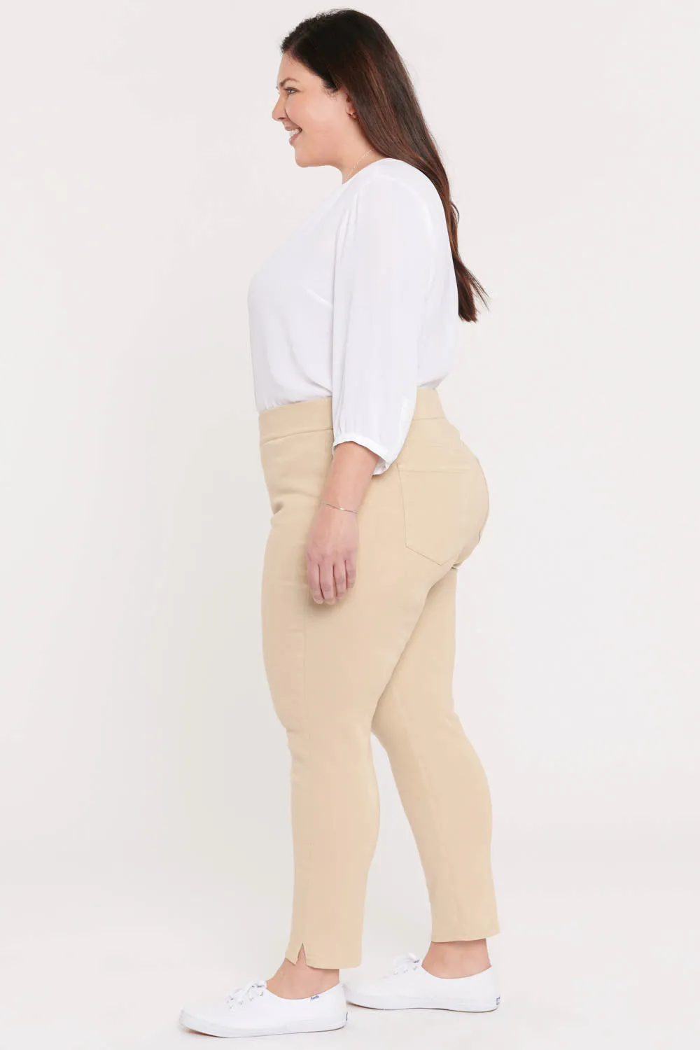 Skinny Ankle Pull-On Jeans In Plus Size - Marisol Warm Sand