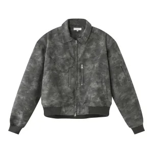 Spring Faux Leather Tie-dye Jacket