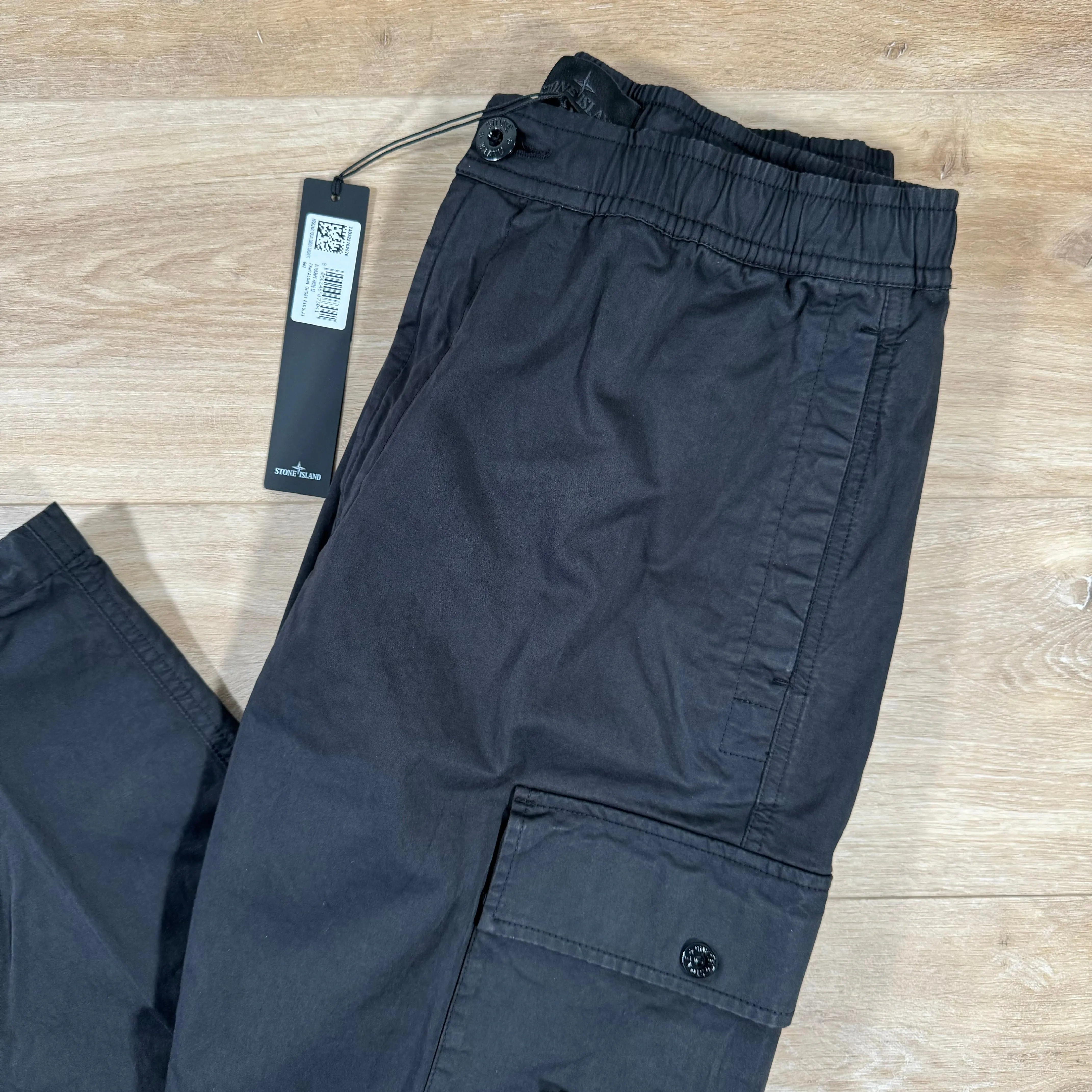 Stone Island Ghost Stretch Cargo Trousers in Black