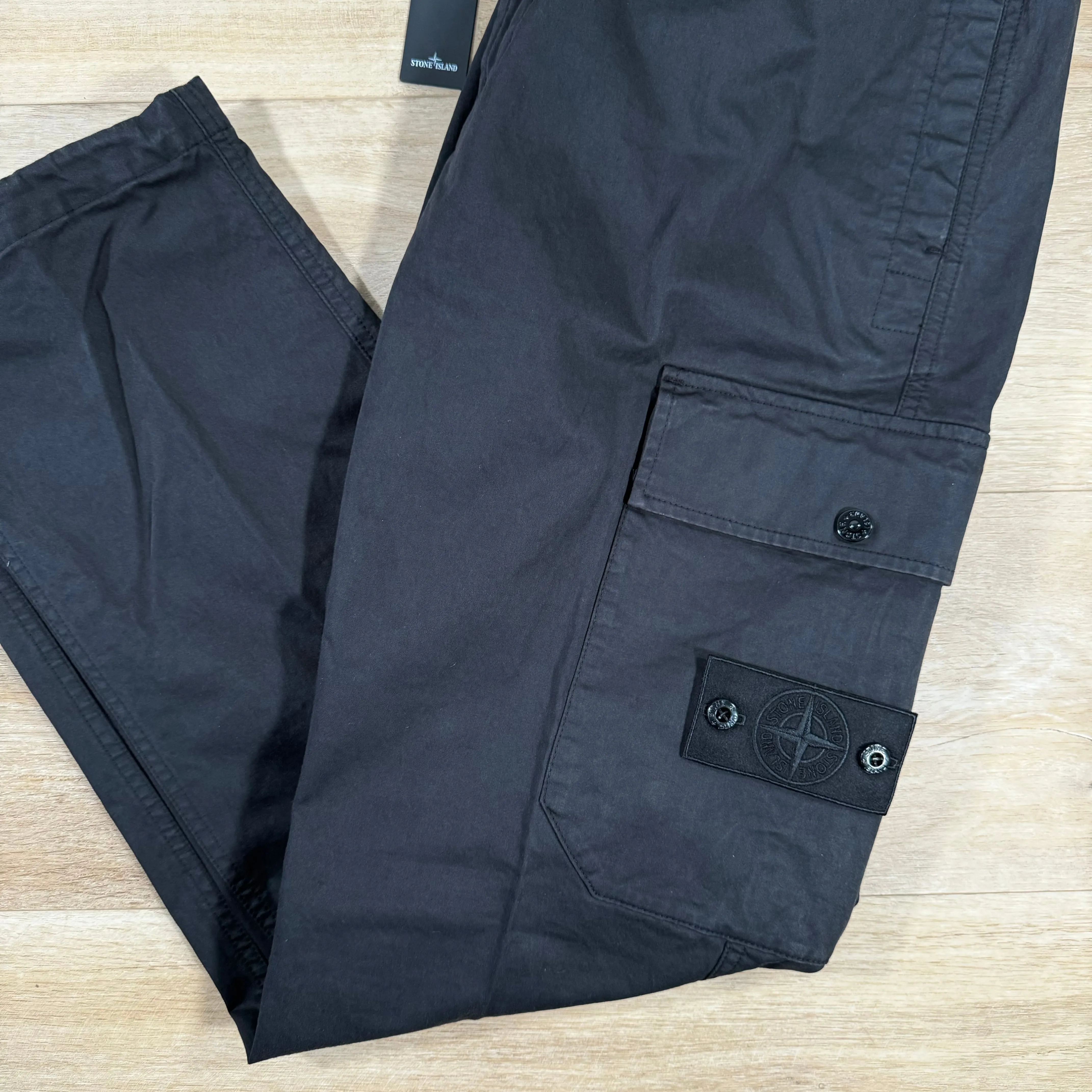 Stone Island Ghost Stretch Cargo Trousers in Black