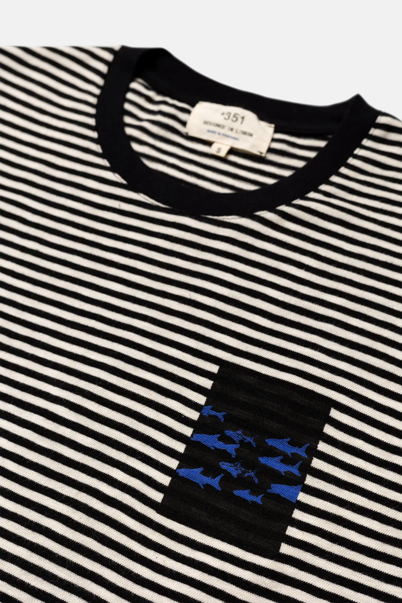 T-SHIRT STRIPES BLACK/OFF-WHITE SHARK