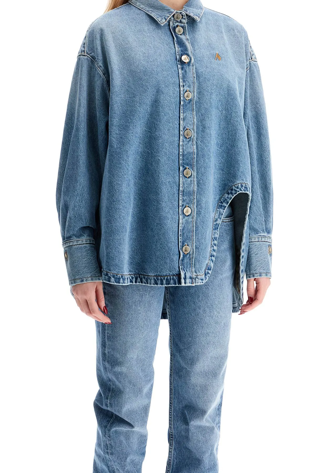 The Attico Asymmetric Denim Overshirt With