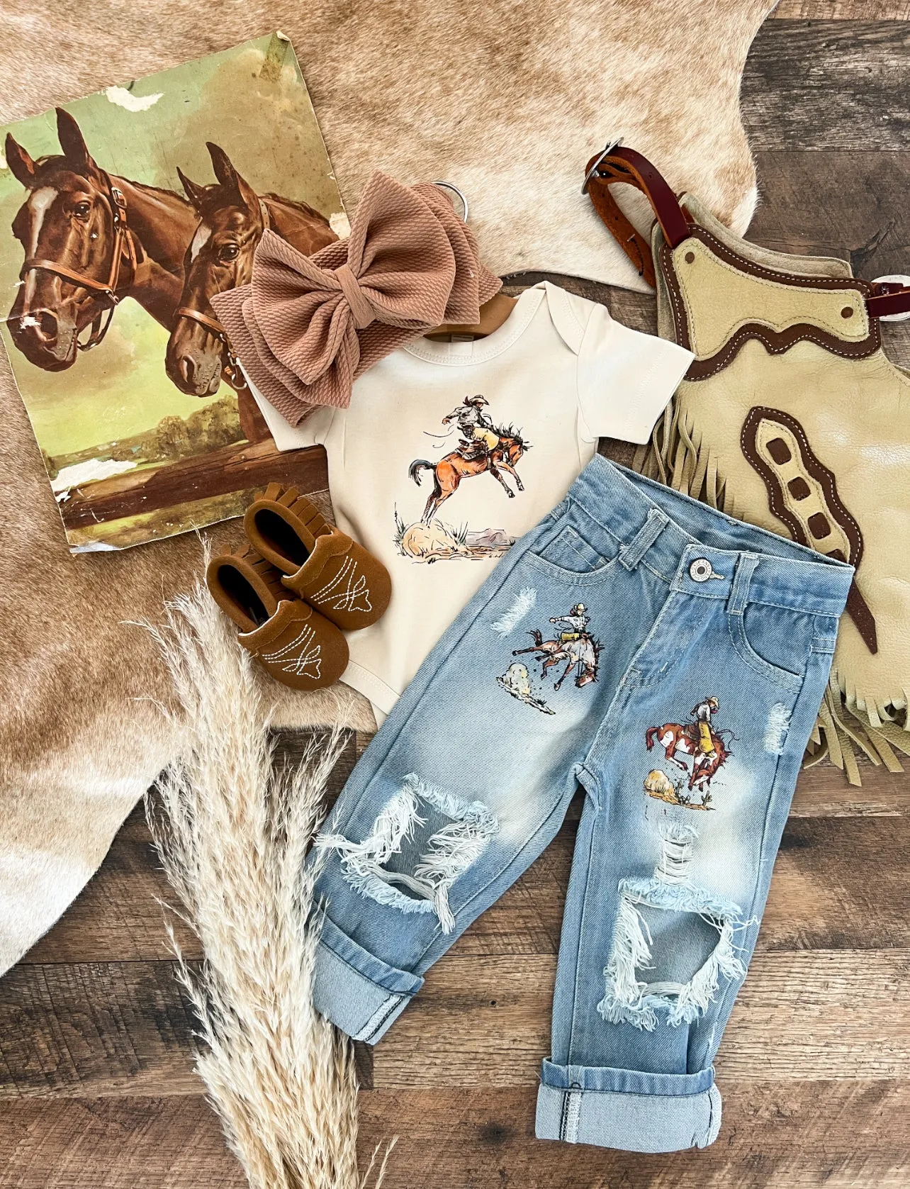 The Cowboys  Denim Distressed Jeans(Kid)