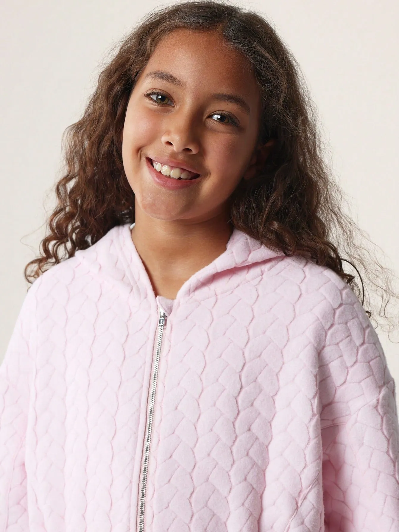 Tween Girls Comfy Crop Quilted Zip Through Hoodie And Flare Fit Sweatpants 2 Piece Set