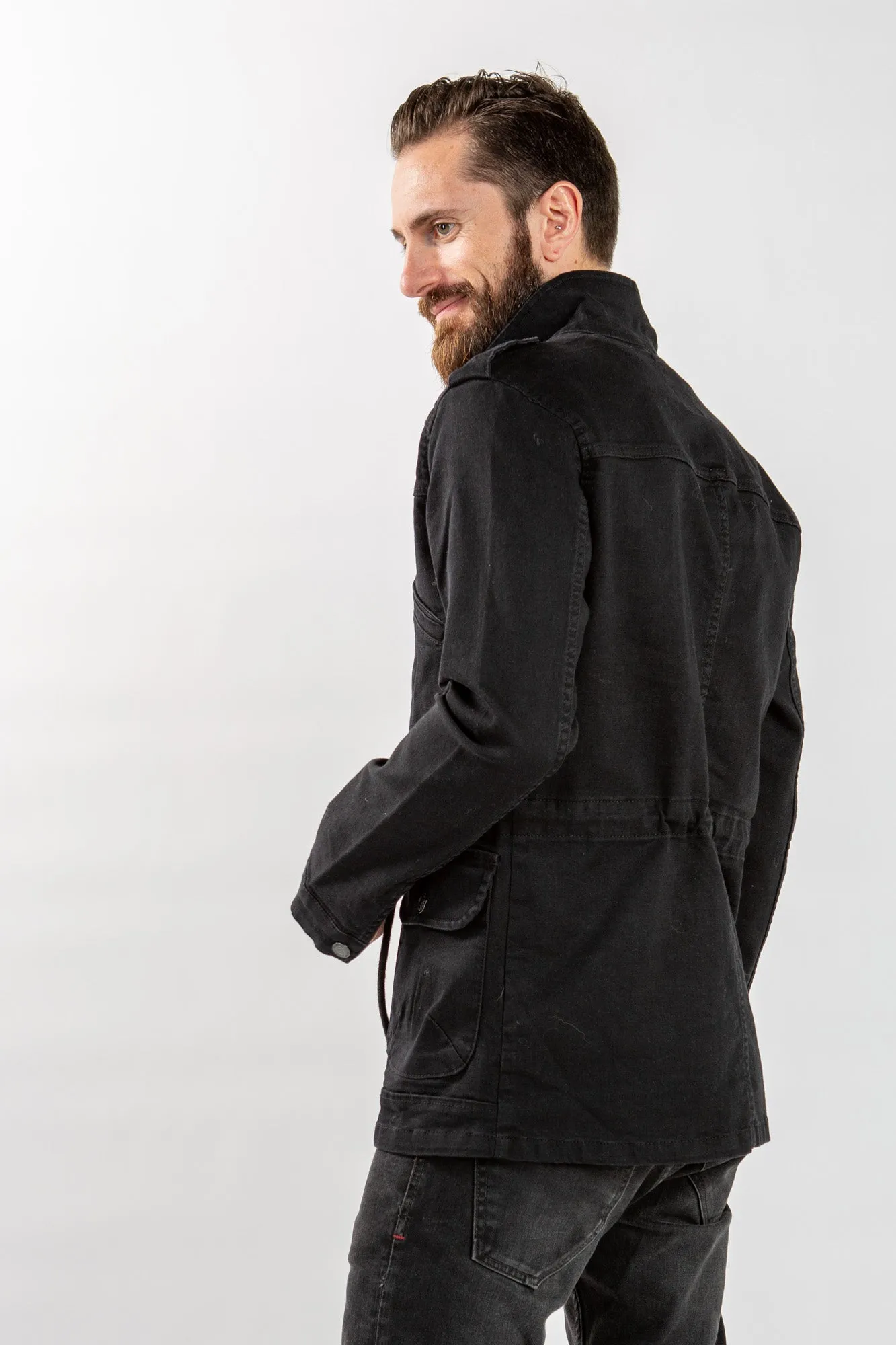 Utility Denim Jacket - Black