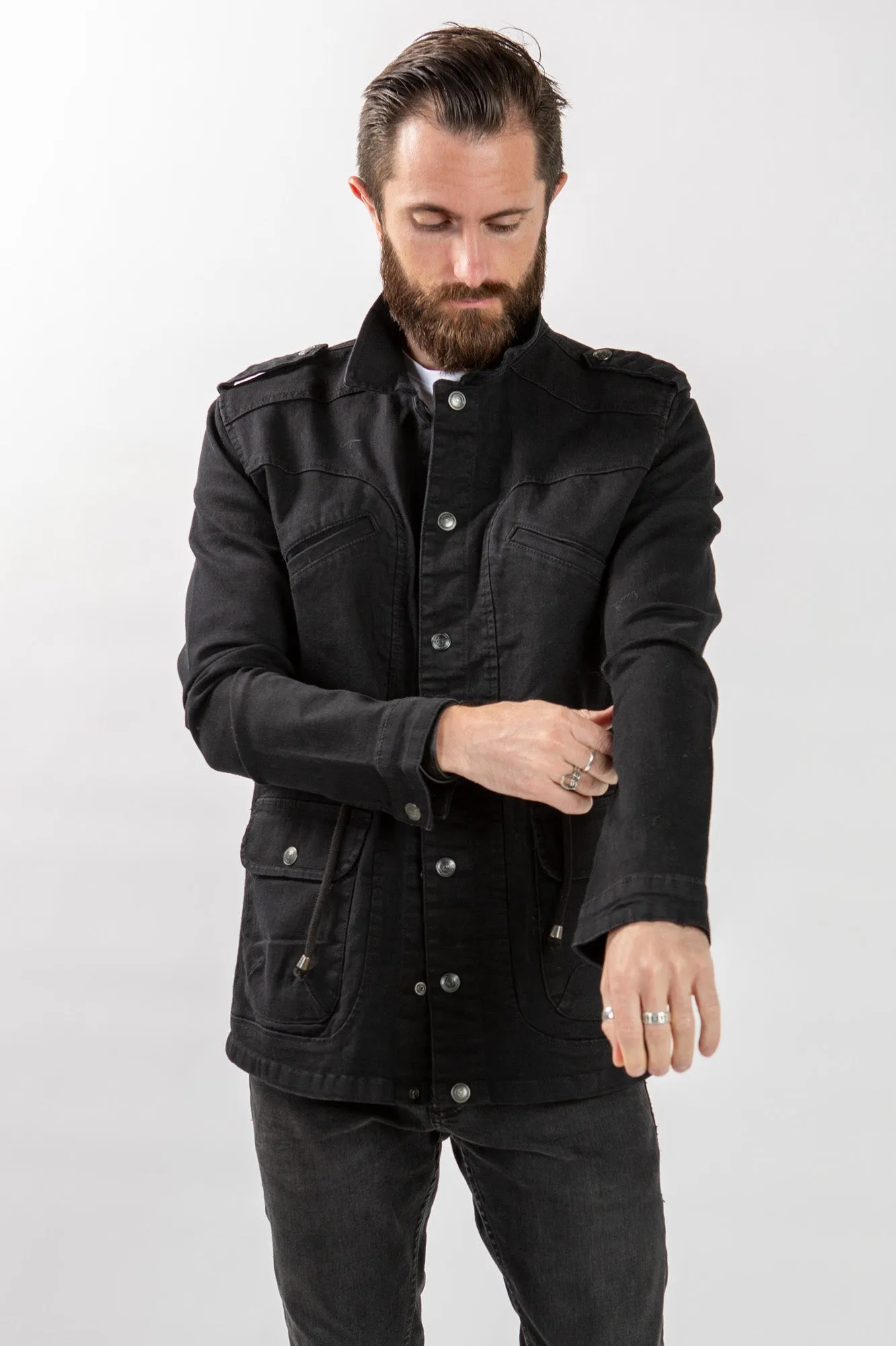 Utility Denim Jacket - Black