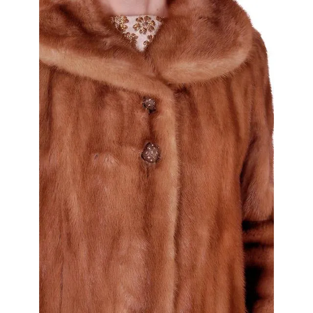 Vintage Mink Coat Autumn Haze Fantastic Buttons 1950s Small