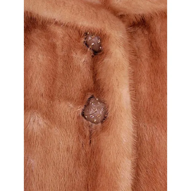 Vintage Mink Coat Autumn Haze Fantastic Buttons 1950s Small