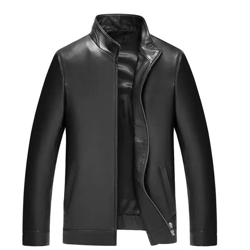 Washed Men's Lapel Thin Leather Jacket