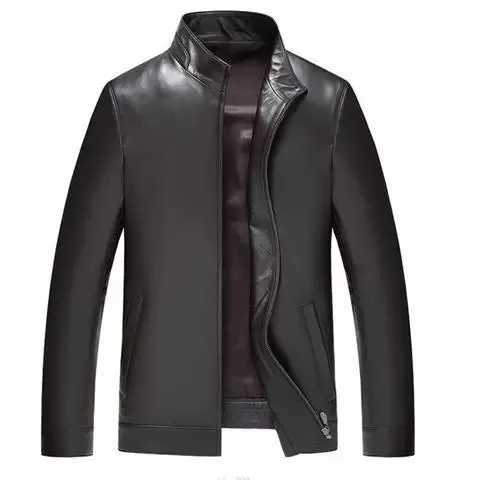 Washed Men's Lapel Thin Leather Jacket