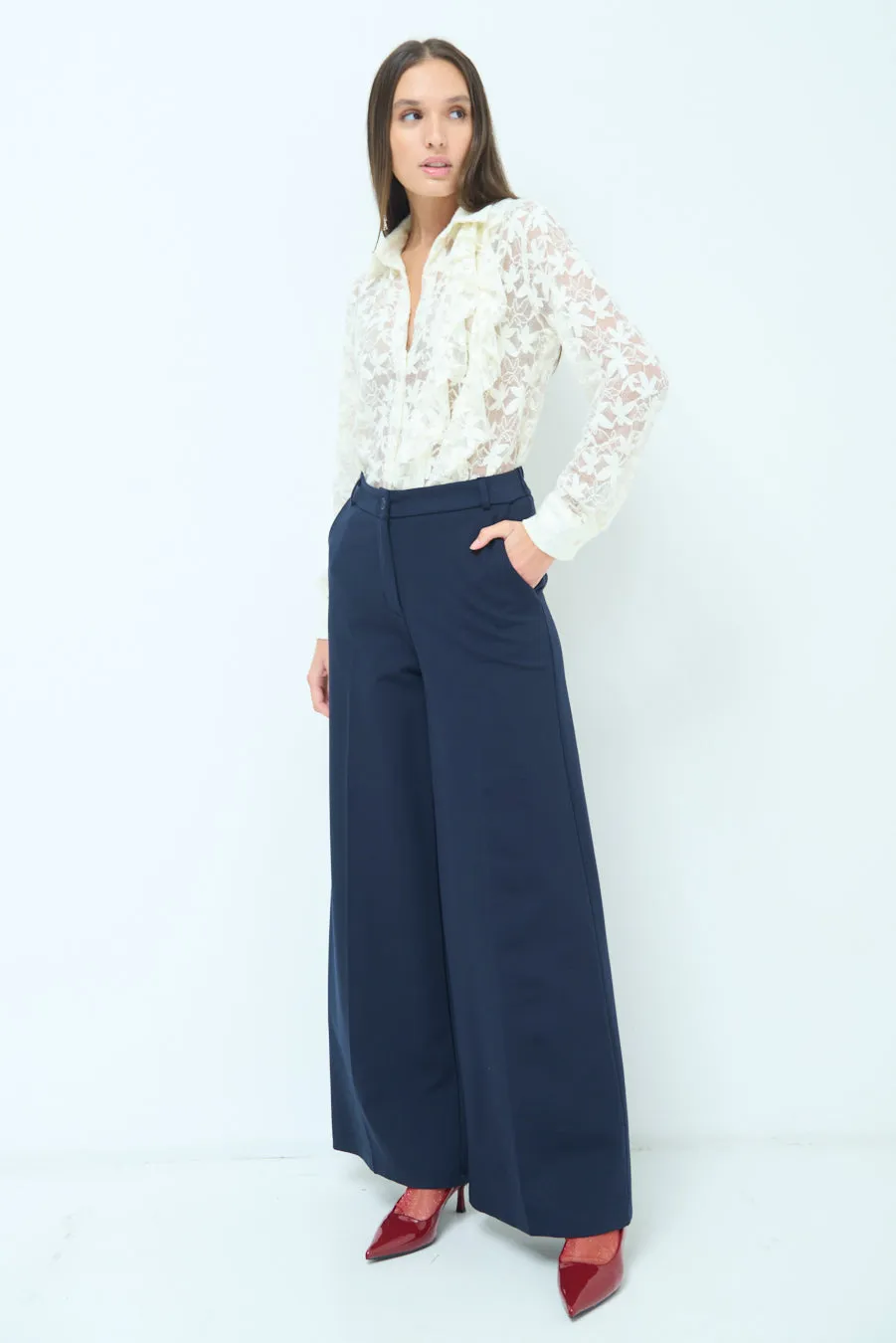 Wide-leg tailored trousers wholesale