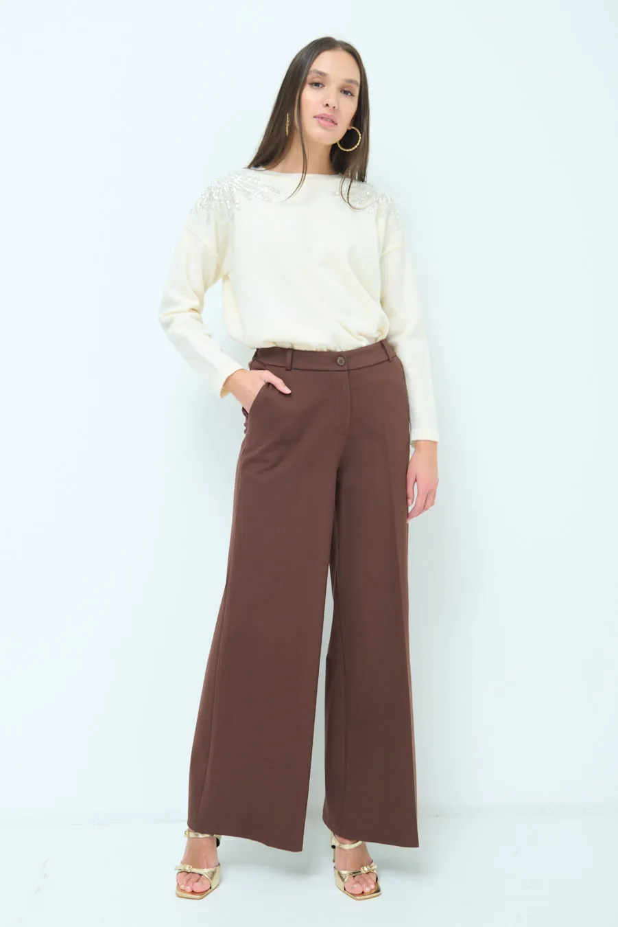 Wide-leg tailored trousers wholesale