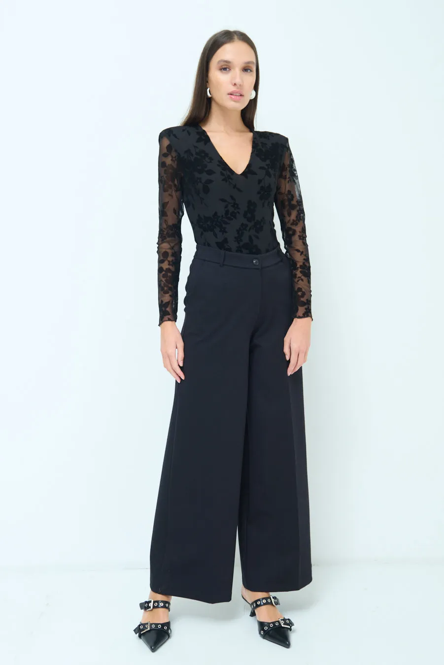 Wide-leg tailored trousers wholesale