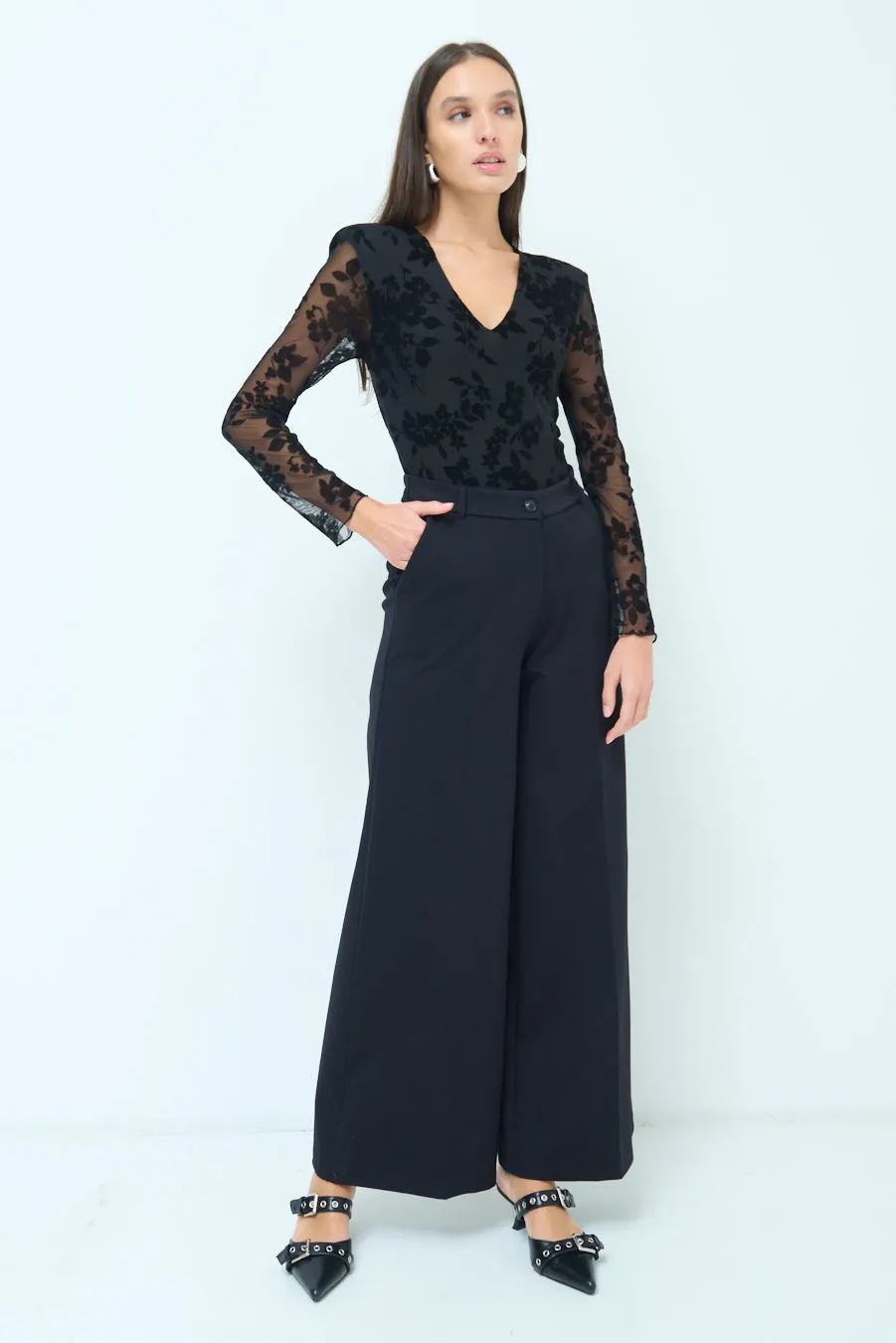 Wide-leg tailored trousers wholesale