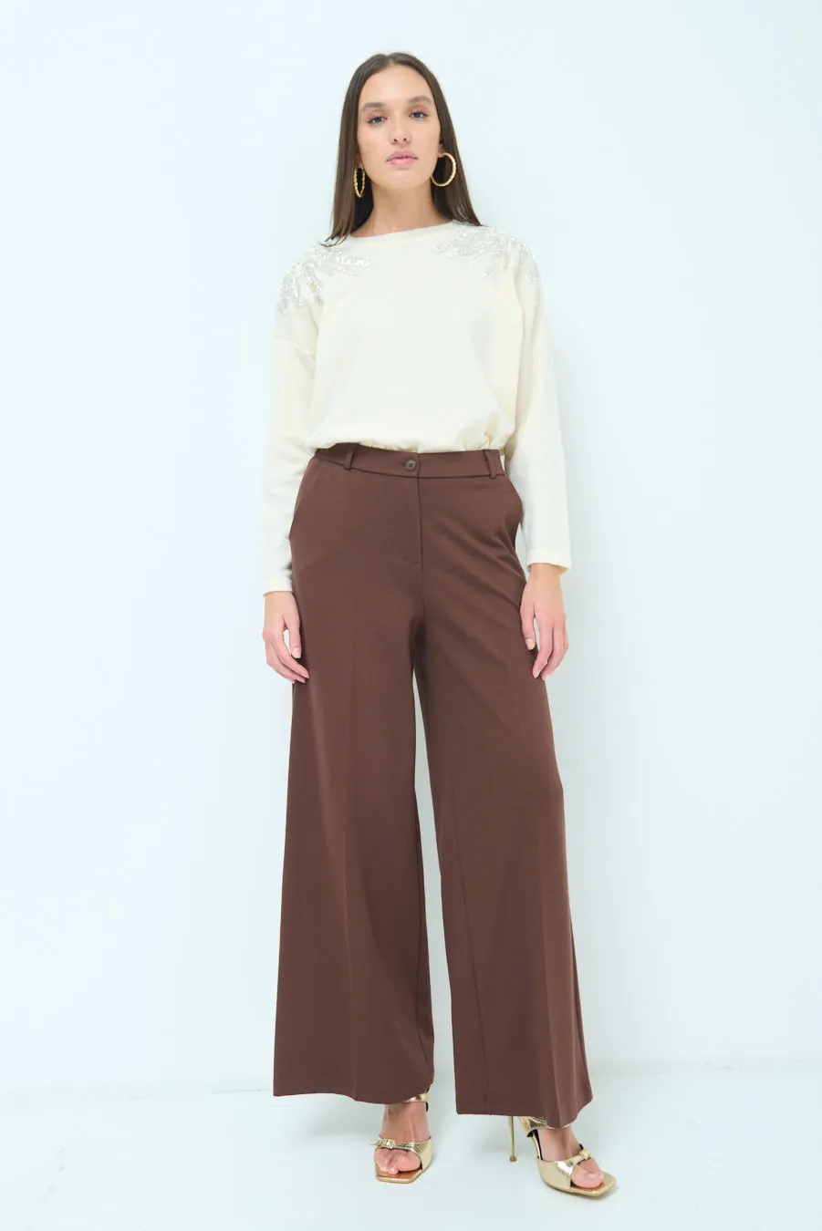 Wide-leg tailored trousers wholesale