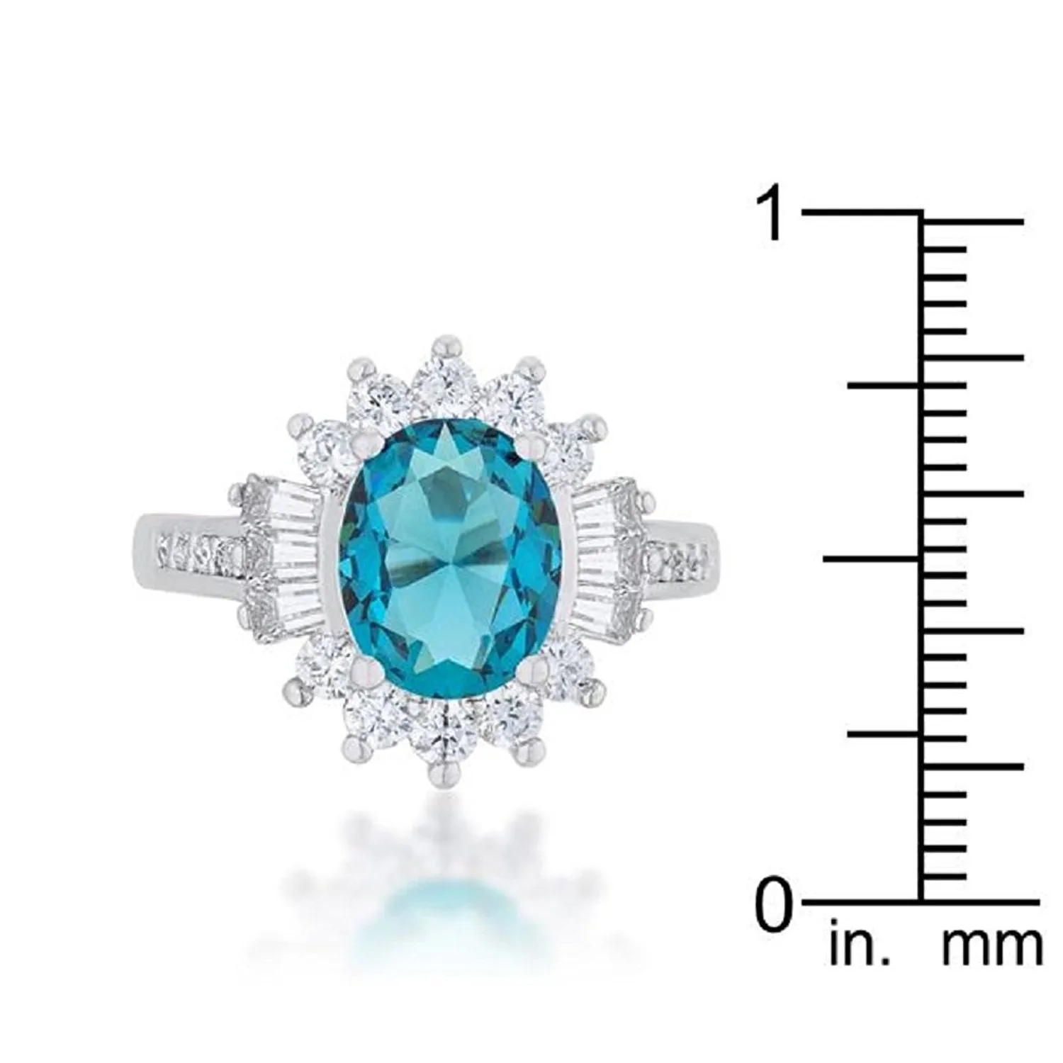 WildKlass 3ct Aqua CZ Rhodium Plated Classic Ring