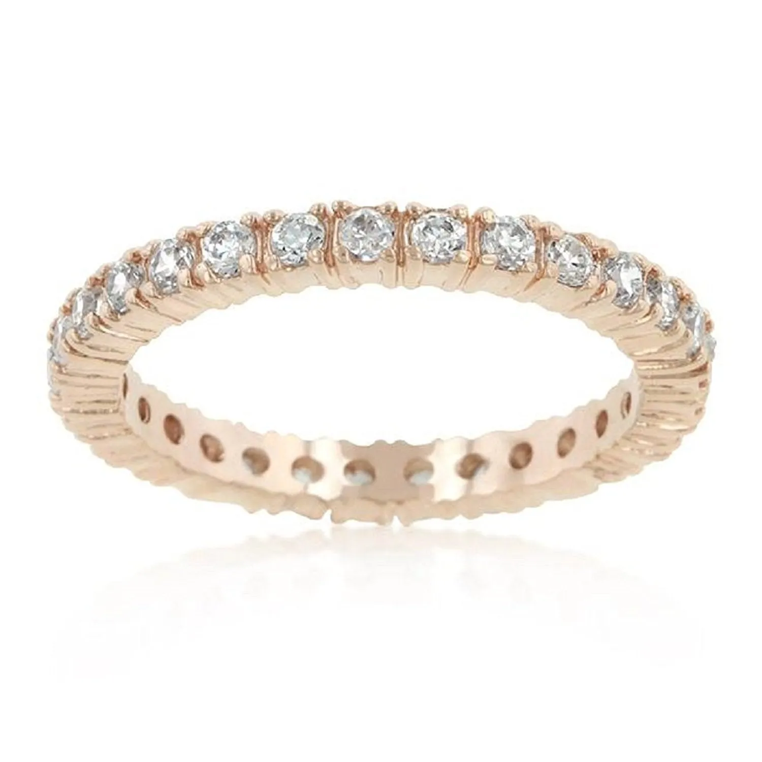 WildKlass Rose Gold Finish Cubic Zirconia Eternity Band